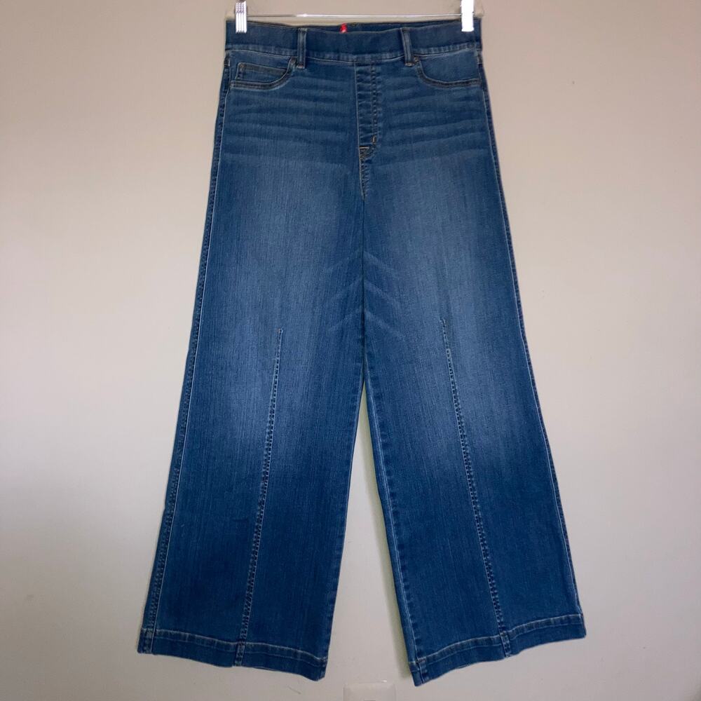 Spanx Seamed-Front Wide Leg Jeans Elongating Stretch High Waist Size XL
